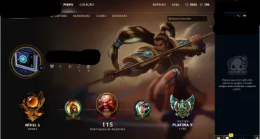 Conta LoL Platina 5 (Flex) Prata V(SOLOQ) Com 2500 RP