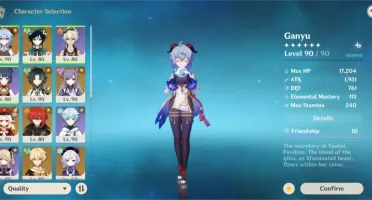Genshin Impact AR 55 Xiao - Lança de Jade - Ganyu mais 7* 5