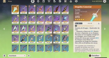 Conta Genshin Impact AR 45 com 3 cinco estrelas