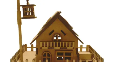 Mini Casinha mdf encantadora com poste, banco e cerca