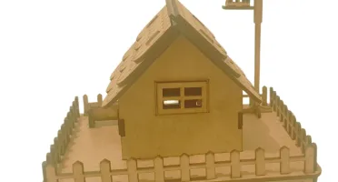 Mini Casinha mdf encantadora com poste, banco e cerca