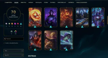 Diamante 1 com 115 Champs e 70 Skins +6 Vitoriosas