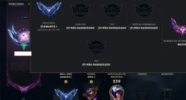 Diamante 1 com 115 Champs e 70 Skins +6 Vitoriosas