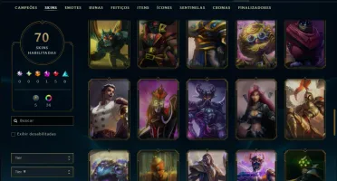 Diamante 1 com 115 Champs e 70 Skins +6 Vitoriosas