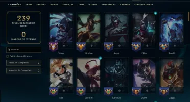 Diamante 1 com 115 Champs e 70 Skins +6 Vitoriosas