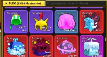 Conta level 2157 com 4 frutas míticas no inventário.
