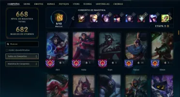 Diamante 4 com TODOS os champs e 263 Skins + 5 Prestigios