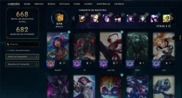 Diamante 4 com TODOS os champs e 263 Skins + 5 Prestigios