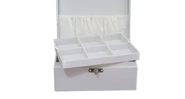 Caixa Média com 3 Andares em Suede Off White