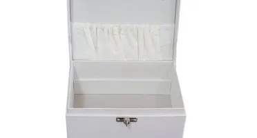 Caixa Média com 3 Andares em Suede Off White