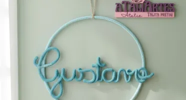 Porta Maternidade Nome simples em Tricotin personalizado