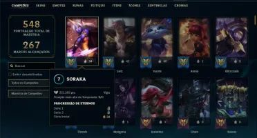 Conta bronze 4 com TODOS os champs e 132 Skins + 8 Prestigio