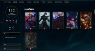 Conta bronze 4 com TODOS os champs e 132 Skins + 8 Prestigio