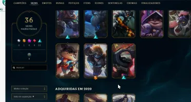 conta league of legends cheia de skins