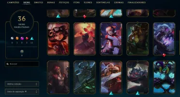 conta league of legends cheia de skins