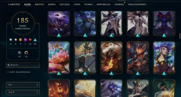 Unranked com 150 Champs e 185 Skins ( MID / TOP / JG )