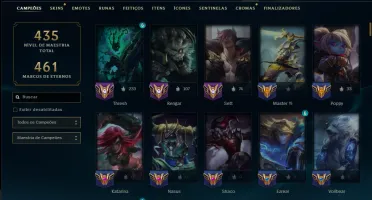 Unranked com 150 Champs e 185 Skins ( MID / TOP / JG )