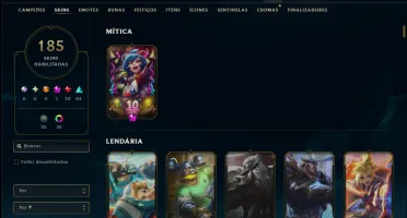 Unranked com 150 Champs e 185 Skins ( MID / TOP / JG )