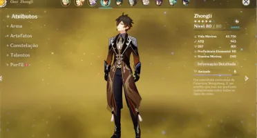 Conta Genshin AR 54 8 5* estrelas e 2 armas 5* estrelas