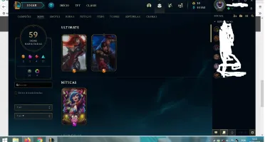Conta de League of Legends lvl 180, Plat 4