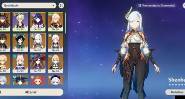 Conta Genshin com 16 personagens T5 e 6 armas T5