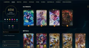 Bronze 4 com TODOS os Champs e 424 Skins +4 Prestigios
