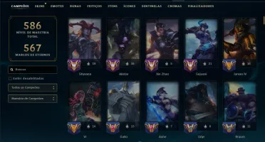 Bronze 4 com TODOS os Champs e 424 Skins +4 Prestigios