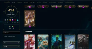 Bronze 4 com TODOS os Champs e 424 Skins +4 Prestigios