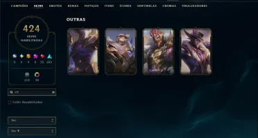Bronze 4 com TODOS os Champs e 424 Skins +4 Prestigios