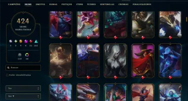 Bronze 4 com TODOS os Champs e 424 Skins +4 Prestigios