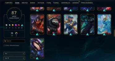 Unranked com 125 Champs e 87 Skins ( MID / JG / ADC )