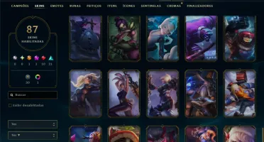 Unranked com 125 Champs e 87 Skins ( MID / JG / ADC )