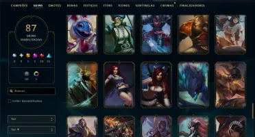 Unranked com 125 Champs e 87 Skins ( MID / JG / ADC )