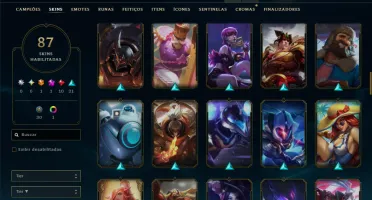 Unranked com 125 Champs e 87 Skins ( MID / JG / ADC )