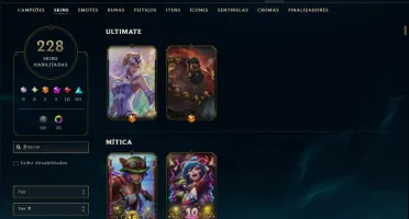 Ouro 1 com TODOS os Champs e 228 Skins ( JG / MID / ADC )