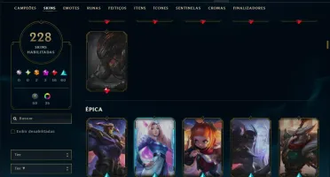 Ouro 1 com TODOS os Champs e 228 Skins ( JG / MID / ADC )