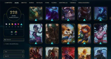 Ouro 1 com TODOS os Champs e 228 Skins ( JG / MID / ADC )