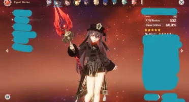 Conta Genshin AR 49 4 Personagens 5 estrelas