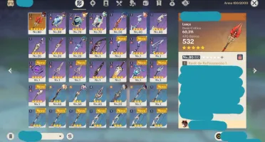 Conta Genshin AR 49 4 Personagens 5 estrelas