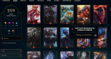 Conta de lol 260 skins, elo anterior plat 3