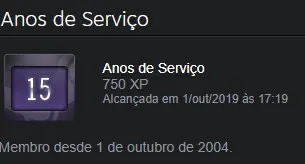 Contas steam 14 anos + Medalha de 10 e 5 anos de serviço