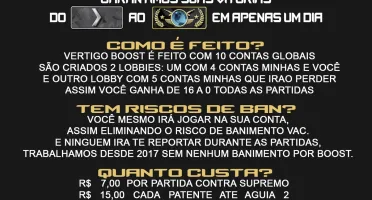 BOOST DE PATENTES CSGO - UMA VITORIA