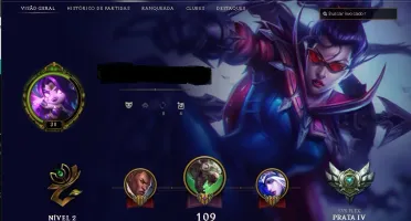 CONTA DE LEAGUE OF LEGENDS PRATA 4 SEM BORDA