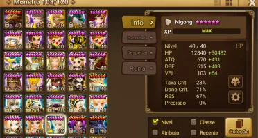 Conta Summoners Wars late game