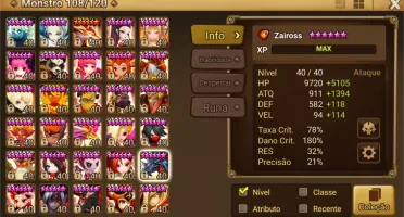 Conta Summoners Wars late game