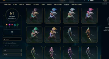 FULL ACESSO 43 CHAMPS + 19 SKINS BORDAS E CHROMAS