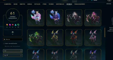 FULL ACESSO 43 CHAMPS + 19 SKINS BORDAS E CHROMAS