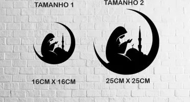 Quadro Circular Mulher em Oração em MDF Preto
