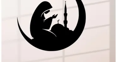 Quadro Circular Mulher em Oração em MDF Preto