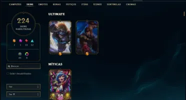 Conta platina 2 com TODOS os champs e 224 skins
